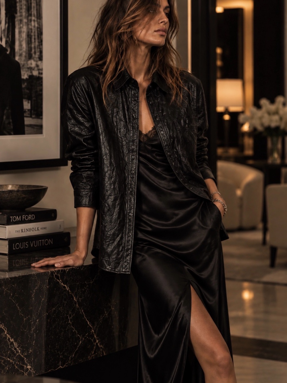 Zadig & Voltaire Black Crinkled Leather Shirt Jacket Unisex MSRP $698